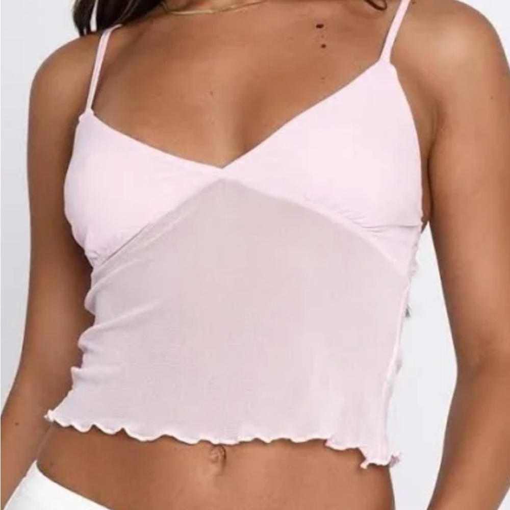 White Fox Boutique Light Pink Sheer Top